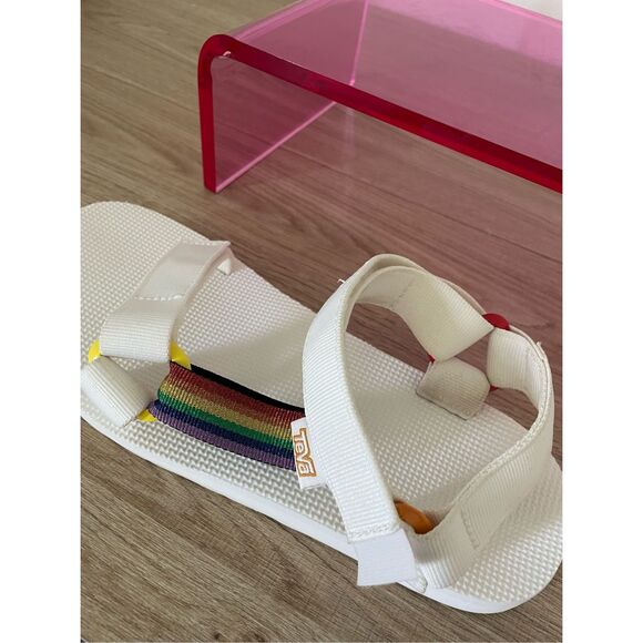 Teva Original Universal Sandals Women 8 White Rainbow Pride Strap Festival Style - Picture 4 of 8